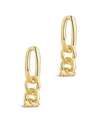 Sterling Forever 14K Over Silver Figaro Chain Suspender Studs