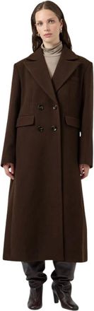 Y.A.S Y.a.s - Royla LS Wool Blend Lange Jas - Dames - Mantels - Bruin - Maat: L Wol