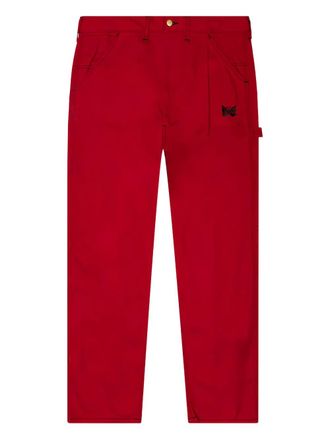 Needles x Smiths butterfly-embroidered buckle trousers