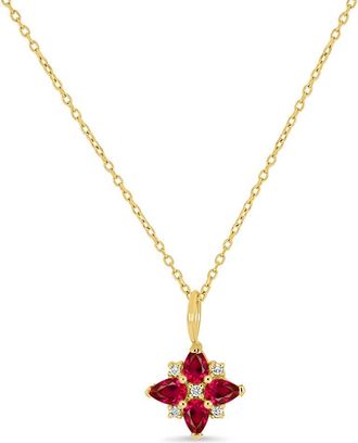 Bony Levy El Mar 18K Yellow Gold Ruby & Diamond Flower Pendant Necklace in 18Ky at Nordstrom Rack