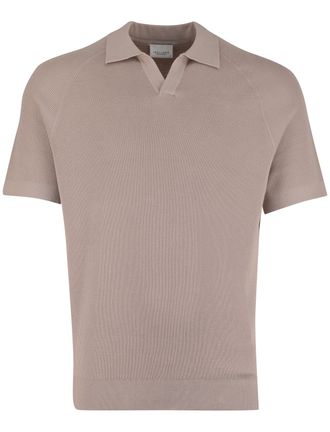 Profuomo Poloshirt beige v hals Profuomo normale fit korte mouw