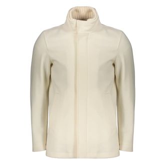Herno Jassen, Heren, Beige, 2Xl, Wol, Jas met hoge kraag en rits