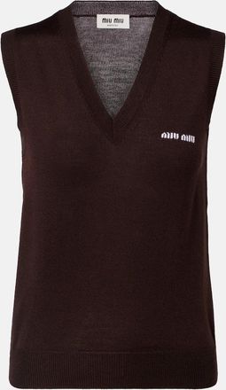 Miu Miu Logo virgin wool sweater vest