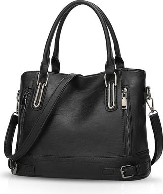 Nicole & Doris Women Handbags Top Handle bags PU Leather Shoulder Bag Large Capacity Crossbody Bag Ladies Shopper Elegant Tote Bags Black