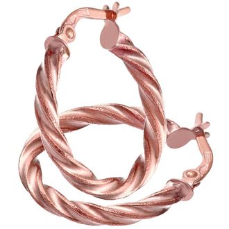 Diamant L'éternel 9ct roségouden diamantgeslepen 15 mm gedraaide hoepeloorbellen met een buis van 0,2 cm