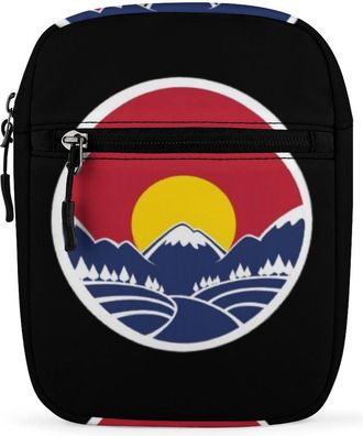 Generic Mountain Sunset Colorado Flag Trendy Crossbody Bag for Men Women Small Satchel Men Sling Adjustable Shoulder Strap Messenger