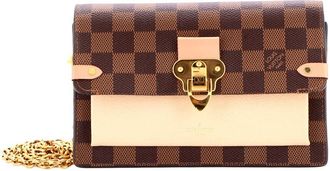 Louis Vuitton Brown Damier Ebene & Leather Vavin Chain Wallet Nm (Authentic Pre-Loved)