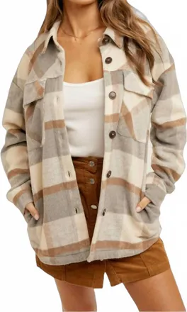 Hem & Thread Leave It To Me Shacket In Neutral Grey
