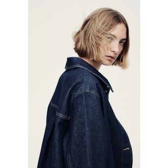 H&M Denim Shacket in Dark Denim Blue at Nordstrom, Size X-Small