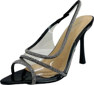 Generic Womens Clear Perspex Diamante Slingback Wedding Prom Party Bridal Sandals (Black, UK Footwear Size System, Adult, Women, Numeric, Medium, 6.5)