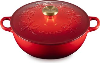 LE CREUSET Holly Collection Traditional 4.5-Quart Enamel Cast Iron Dutch Oven with Lid in Cerise at Nordstrom