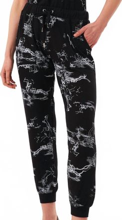 French Kyss Womens Abstract Print Jogger In Black/white