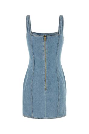 Balmain Womens Stretch Denim Dress 6fc Bleu Jean Clair Exterior: Cotton Elastane Abiti