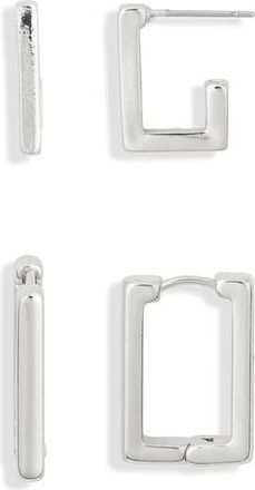 Leith 2-Pack Rectangle Earrings in Silver at Nordstrom Rack