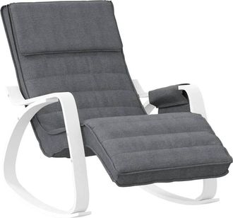 vidaXL Silla Mecedora De Tela Gris Oscuro Vidaxl