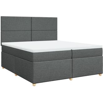 vidaXL Cama Box Spring Con Colch&oacute;n Tela Gris Oscuro 200x200 Cm Vidaxl
