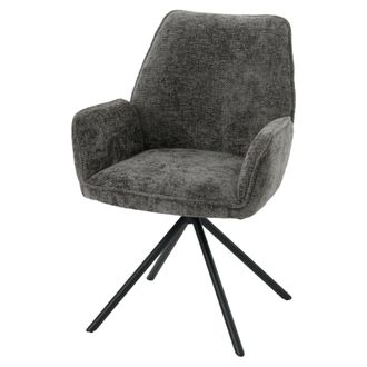 Hhg Hhg - Nunca Usado] Silla De Comedor 494, Silla De Cocina Silla Con Reposabrazos, Posici&oacute;n Giratoria Autom&aacute;tica, Chenilla Oeko-tex Mvg, Gris Oscuro