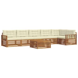 vidaXL Conjunto De Sof&aacute;s De Exterior Con Coj&iacute;n 7 Pcs Natural Y Crema Vidaxl