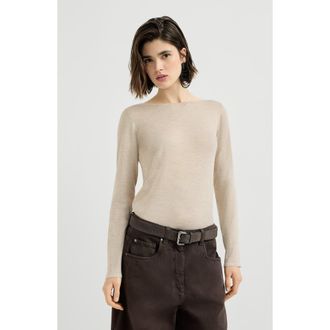 Brunello Cucinelli Sparkling cashmere and silk lightweight sweater in Desert at Nordstrom, Size Xxx-Large