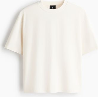 H&M Kastiges T-Shirt in Loose Fit - Weiss