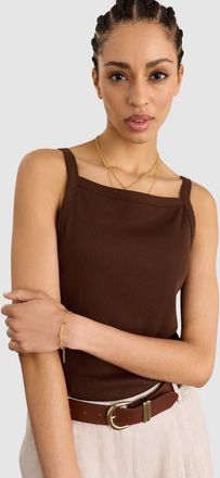 Baukjen Cecilia Organic Cotton Rib Tank in Dark Chocolate at Nordstrom, Size 10