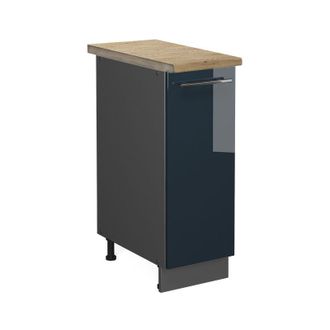 Vicco Armario De Farmacia Fame-line, Azul Oscuro Alto Brillo, 30 Cm, Et Roble