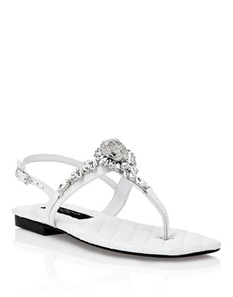 Philipp Plein Sandals Flat Crystal Skull with Crystals