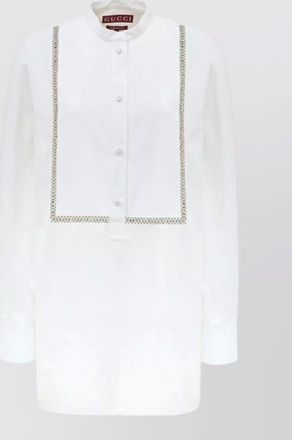 Gucci cotton embellished long-sleeve tunic shirt