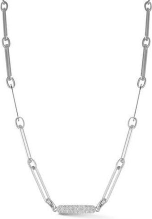 Sphera Milano Pav&eacute; Cubic Zirconia Bar Chain Necklace in Silver at Nordstrom Rack