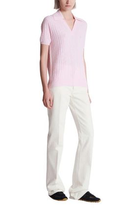 Balmain Monogram knit polo in Pink at Nordstrom, Size 36 Eu