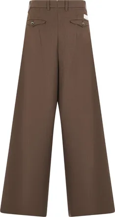 Nine In The Morning Wide-Leg Pleated Wool Trousers - Brown
