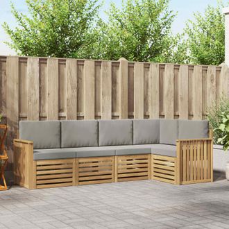 vidaXL Vidaxl Set Di Divani Da Esterno 5 Pz Bianco E Grigio Chiaro Poliestere