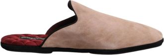 Dolce & Gabbana Beige Su&egrave;de Slides Platte Schoenen - Heren - Pantoffels - Beige - 43 EU - Su&egrave;de - Schoenen