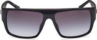 Guess Rectangular Sunglasses in Shiny Black /Gradient Smoke at Nordstrom Rack