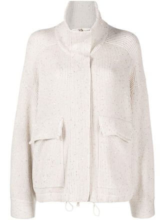 Brunello Cucinelli Ribgebreid vest - Beige
