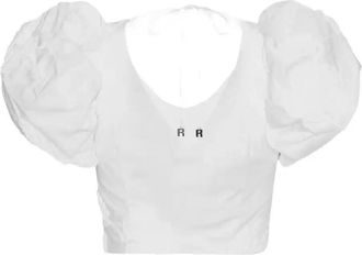 Rotate Puff-Sleeve Floral-Embroidered Top - Womens - Viscose/Elastane/Organic Cotton/Polyester