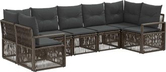 vidaXL Conjunto De Sof&aacute;s De Jard&iacute;n 7 Uds. 7-n&uacute;mero De Plazas Gris Vidaxl