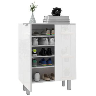 HOMCOM Shoe Storage Cabinet With Soft-Close Hinges & Adjust Shelves - High Gloss | TJ Hughes