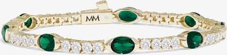 Melinda Maria Womens Maven Tennis Bracelet In Gold Emerald
