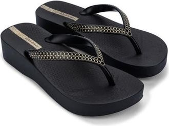 Ipanema Mesh XI Platform Flip Flop in Black/Black/Gold at Nordstrom, Size 10