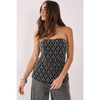 NASTY GAL Droplet Embellished Longline Bustier Top in Black at Nordstrom, Size 10