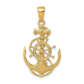 Diamond2Deal 14k Yellow Gold Medium Anchor Wheel Pendant