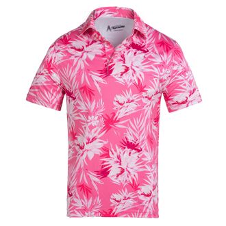 Royal & Awesome Paradise Pink Mens Golf Polo Shirts, Golf Tops, Mens Shirts, Polo Shirts for Men, Crazy and Funny Design, XXX-Large