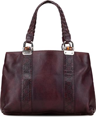 Gucci Pre-owned Womens Bamboo Tote Bag - Dark Red Leather - One Size
