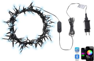 Beliani Cadena De Iluminaci&oacute;n Led Con 100 Luces Que Cambian De Color Controladas Por App 1350 Cm Con Temporizador E Interruptor Negro Igaliku