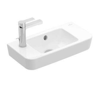 Villeroy & Boch O.novo - Lavamanos Compact 50x25 Cm, Con Rebosadero, 1 Orificio Para Grifo A La Izquierda, Blanco Alpino 4342l501