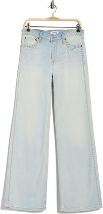 Re/Done Studded Mid Rise Wide Leg Jeans in Acqua Stud at Nordstrom Rack, Size 28