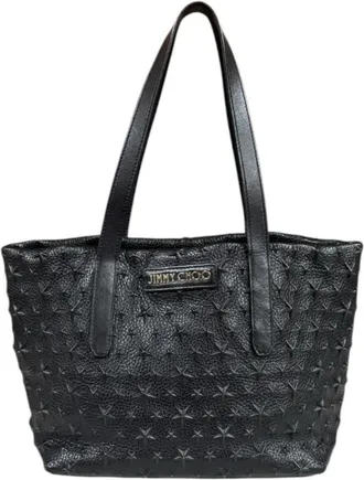 Jimmy Choo London Black Leather Tote Bag (Pre-Owned)
