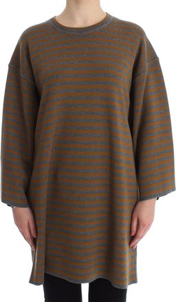 Dolce & Gabbana Oversized Gray Yellow Striped Sweater Womens Top