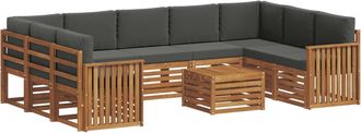 vidaXL Conjunto De Sof&aacute;s De Exterior 10 Uds. Natural Y Antracita Vidaxl